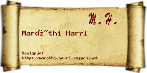 Maróthi Harri névjegykártya